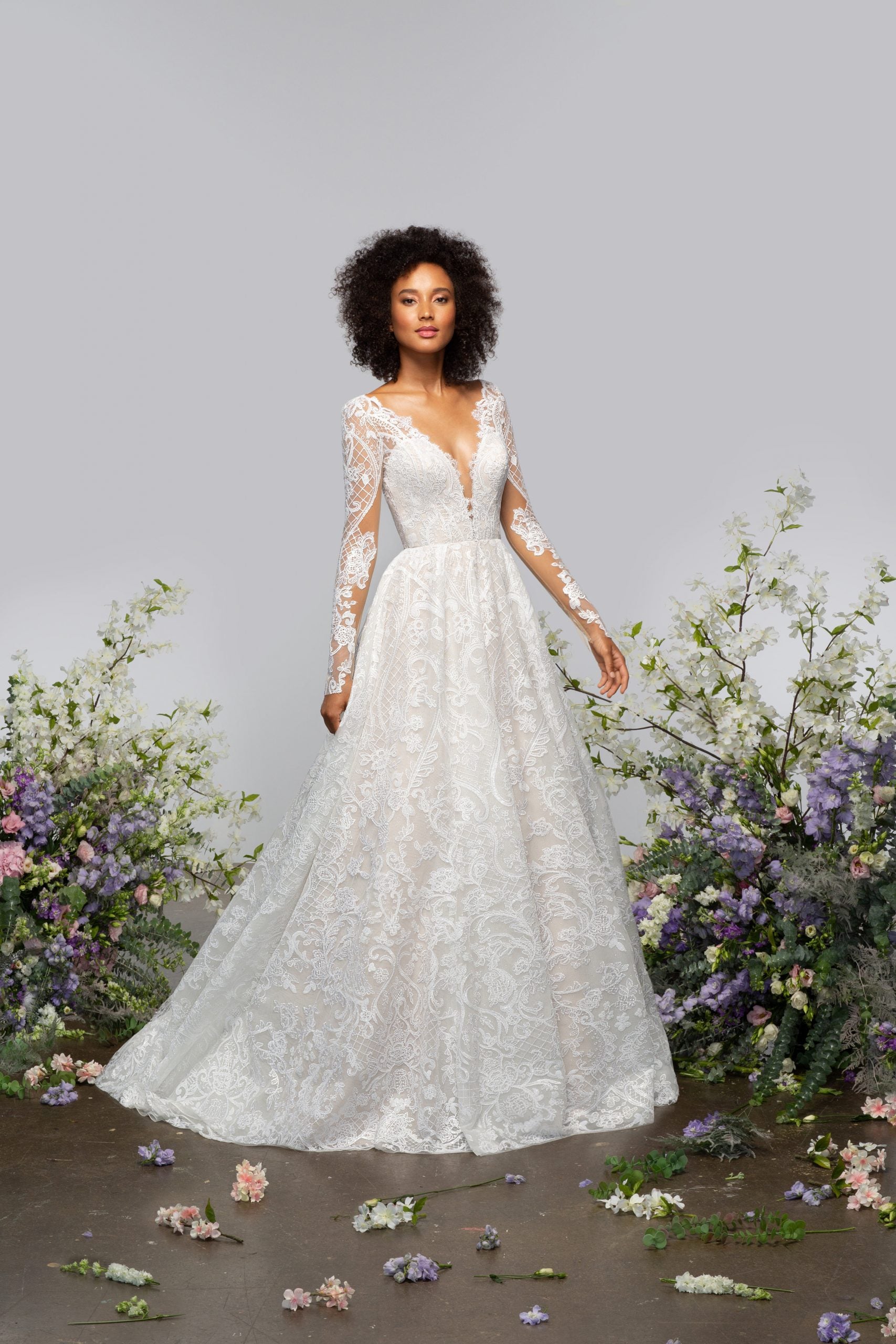 Lace Wedding Dress with Flower Accent