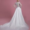 Long Sleeve V-neck A-line Wedding Dress With Lace Bodice And Satin Skirt by P by Pnina Tornai - Image 2