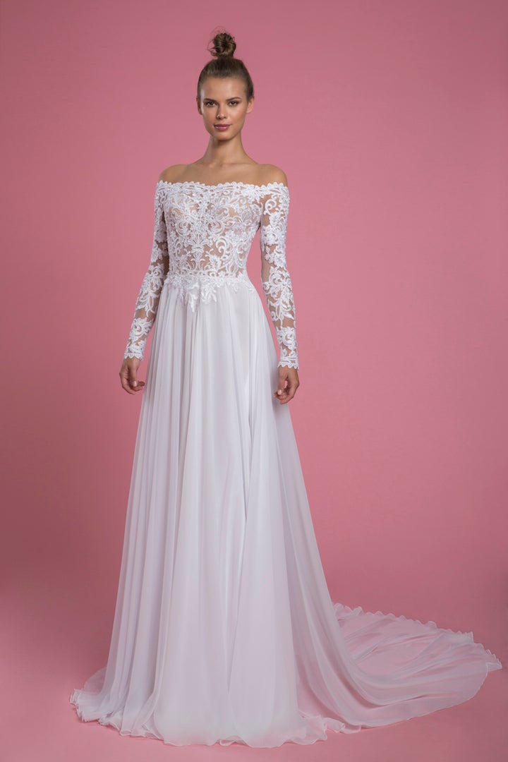 Off The Shoulder Long Sleeve Lace Aline Wedding Dress