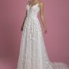 Spaghetti Strap A-line Lace Wedding Dress With 3d Flowers by P by Pnina Tornai - Image 1