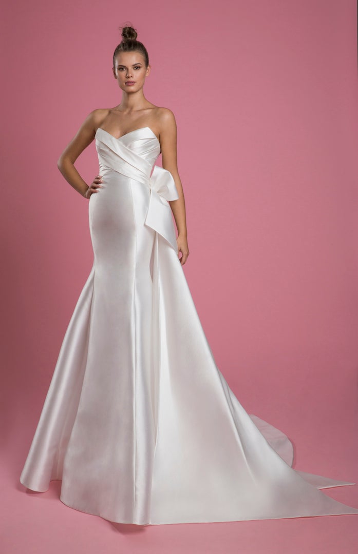 Side Draped Fit Flare Wedding Gown