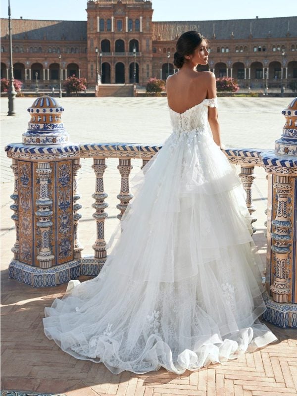 A-line Open-back Wedding Dress With Sweetheart Neckline, Drop Sleeves And Lace by Marchesa for Pronovias - Image 2