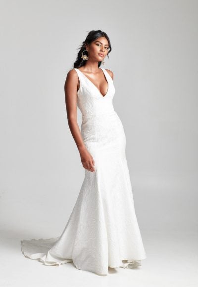 Sleeveless V-neckline Fit And Flare Wedding Dress by Rebecca Schoneveld