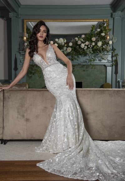 yumi katsura white gold dress