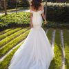 Strapless Sweetheart Neckline Ruched Mermaid Wedding Dress with Beaded Bodice and Tulle Skirt by Pronovias x Kleinfeld - Image 2