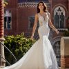 Sleeveless V-neckline Mermaid Wedding Dress with 3D Leaves Throughout by Pronovias x Kleinfeld - Image 1