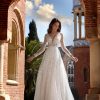 Long Sleeve V-neckline A-line Wedding Dress with Beading and Lace by Pronovias x Kleinfeld - Image 1