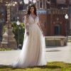 Long sleeve v-neckline A-line wedding dress with beading and lace by Pronovias x Kleinfeld - Image 1