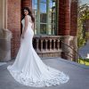 Sleeveless Crepe Sheath Wedding Dress with Lace Details by Pronovias x Kleinfeld - Image 2