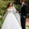 LACE AND TULLE BALLGOWN WITH OFF-SHOULDER SLEEVES by Essense of Australia - Image 1
