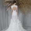 Cap Sleeve Glitter A-line Wedding Dress With Tulle Ruffle Overlay by Tony Ward - Image 2