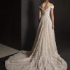 Off The Shoulder A-line Wedding Dress With 3D Leafs Throughout by Tony Ward - Image 2