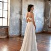 SIMPLE V-NECKLINE WEDDING DRESS WITH FLORAL SKIRT by All Who Wander - Image 2