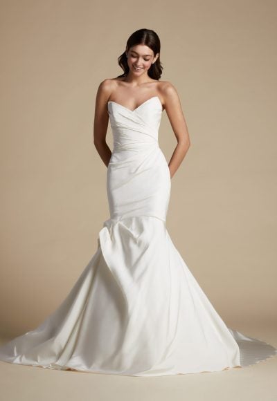 Strapless Plus Size Fit And Flare Draped Fit And Flare Wedding Dress by Allison Webb