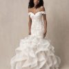 Strapless Off The Shoulder Lace Fit And Flare Wedding Dress With Ruffled Skirt by Allure Bridals - Image 1