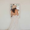 Lace V-Neckline Wedding Dress With Sheer Bodice by Essense of Australia - Image 2