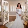 LONG-SLEEVE FIT-AND-FLARE WEDDING DRESS WITH DEFINED BUSTLINE by Essense of Australia - Image 1
