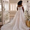 OFF-THE-SHOULDER WEDDING GOWN WITH LACE APPLIQUES by Essense of Australia - Image 2