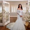 Plus Size Fit And Flare Wedding Dress With Long Sleeves by Essense of Australia - Image 1