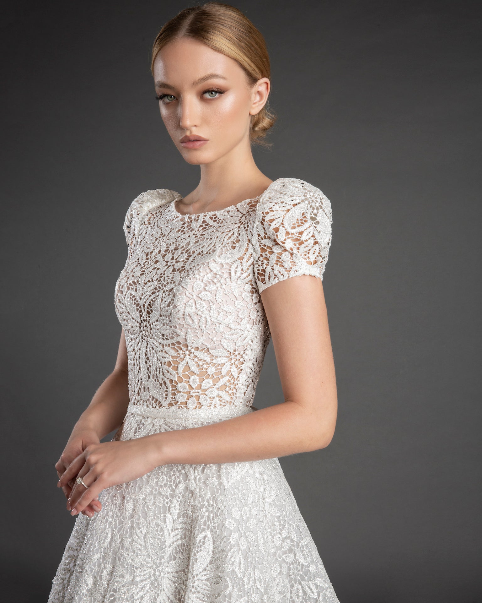 a line short dress with sleeves