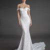 Off The Shoulder Sweetheart Neckline Floral Lace Sheath Wedding Dress by Love by Pnina Tornai - Image 1