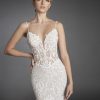 Sequin Embroidered Lace Spaghetti Strap Fit And Flare Wedding Dress by Love by Pnina Tornai - Image 1