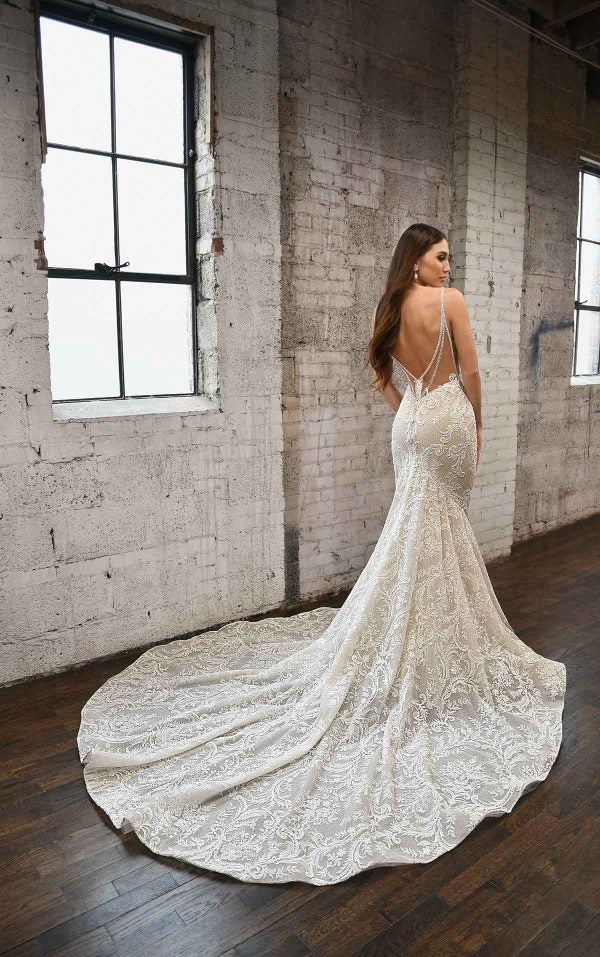GLAMOROUS FIT-AND-FLARE WEDDING DRESS WITH BACK STRAP DETAIL by Martina Liana - Image 2