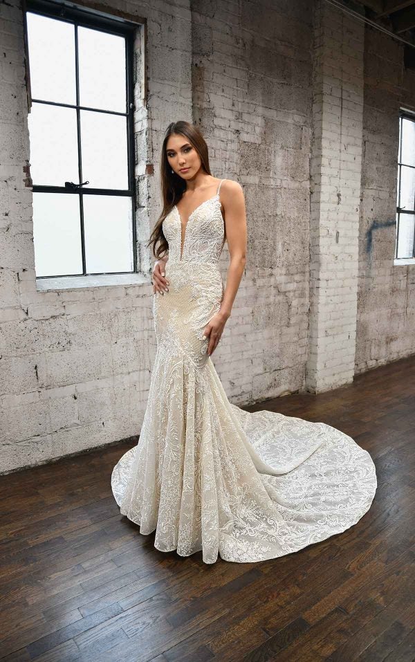 GLAMOROUS FIT-AND-FLARE WEDDING DRESS WITH BACK STRAP DETAIL by Martina Liana - Image 1