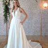 SIMPLE WEDDING GOWN WITH KEYHOLE BACK & BOW DETAIL by Stella York - Image 1