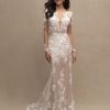 Illusion Long Sleeve Sheath Lace Wedding Dress by Allure Bridals - Image 1