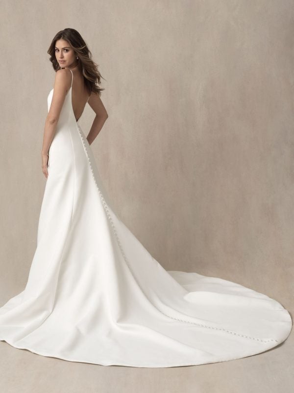 SIMPLE SPAGHETTI STRAP A-LINE WEDDING DRESS WITH ILLUSION CUTOUTS by Allure Bridals - Image 2