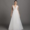 Sleeveless V-neckline A-line Wedding Dress With Embroidered Bodice And Tulle Skirt by Lazaro - Image 1