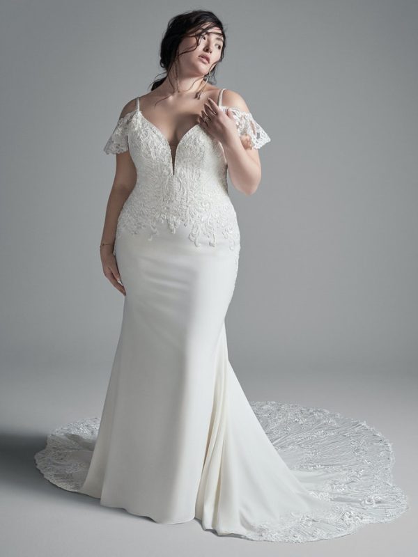 Crepe Sheath Cold Shoulder Wedding Dress by Sottero and Midgley - Image 1