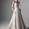 Spaghetti Strap Sweetheart Neckline Embroidered A-line Wedidng Dress by Sottero and Midgley - Image 1