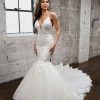 V-NECKLINE FIT AND FLARE WEDDING DRESS WITH FLORAL DETAILS by Martina Liana - Image 1