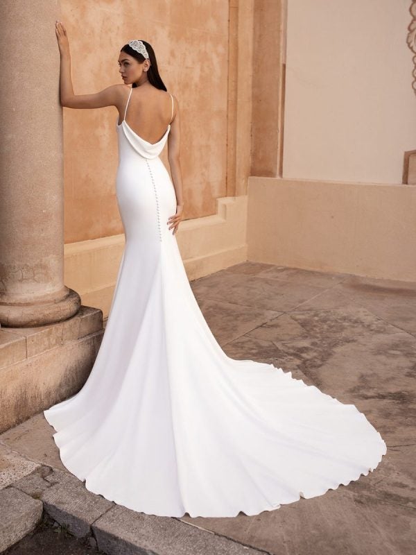 cowl back wedding dress