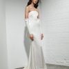 Strapless Crepe Sheath Wedding Dress With Detachable Sleeves by Rivini - Image 1
