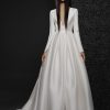 Long Sleeve Mikado Ball Gown Wedding Dress With Dropped Waist And Deep V-neckline by Vera Wang Bride - Image 1
