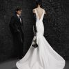 Sleeveless Deep V-neckline Mikado Fit And Flare Wedding Dress by Vera Wang Bride - Image 2