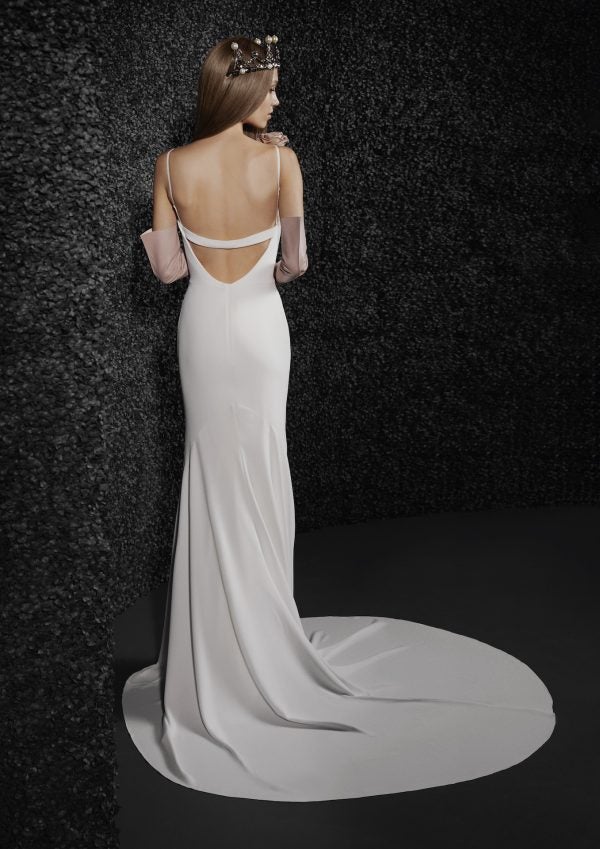 Spaghetti Strap Simple Sweetheart Neckline Sheath Wedding Dress With Draping At Neckline by Vera Wang Bride - Image 2