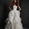 Strapless Ball Gown Wedding Dress With Lace Bodice And Ruffled Skirt by Vera Wang Bride - Image 1