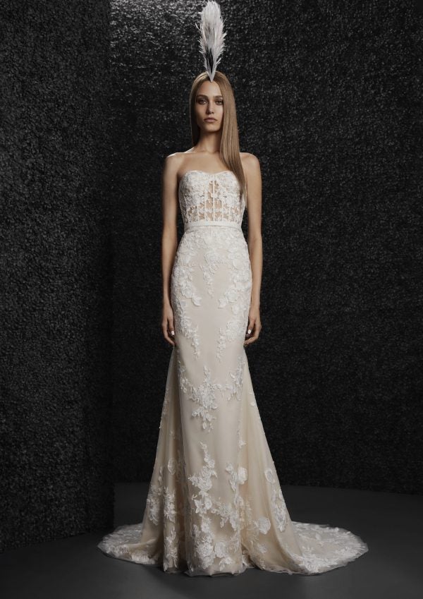 Strapless Sheath All-over Lace Wedding Dress by Vera Wang Bride - Image 1