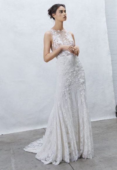 Sleeveless Lace Sheath Wedding Dress with Open Back by Alyne by Rita Vinieris