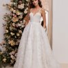 Spaghetti Strap Sweetheart Neckline A-line Wedding Dress With 3D Embroidered Flowers by Enaura Bridal - Image 1