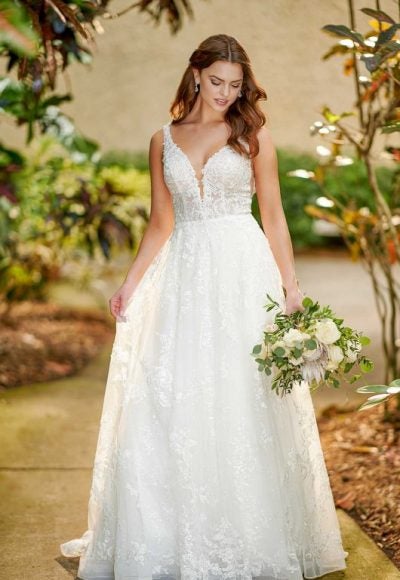 RELAXED A-LINE WEDDING DRESS WITH LACE by Essense of Australia