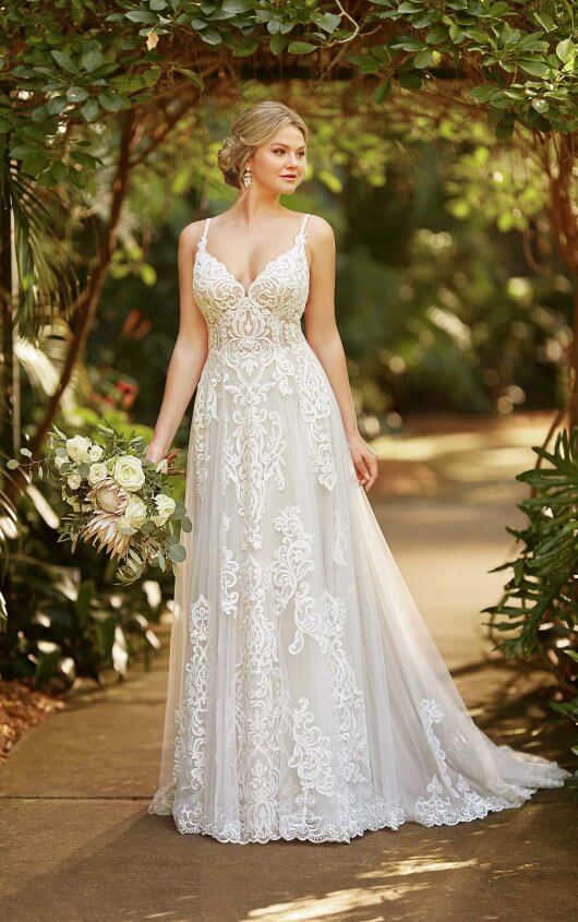 SHEER LACE A-LINE WEDDING DRESS by Essense of Australia - Image 1