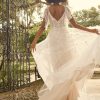 Beaded Lace A-line Wedding Gown With Illusion Flutter Sleeves by Maggie Sottero - Image 2