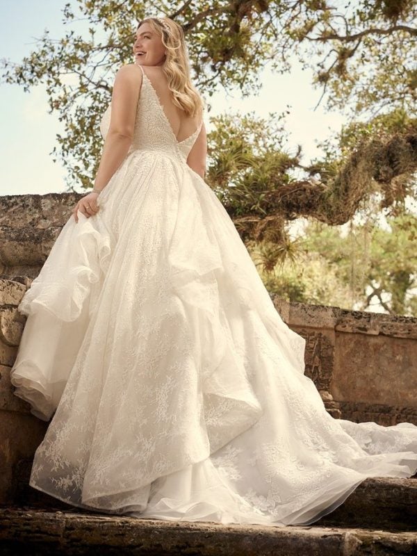 Modern Princess Wedding Dress With A Tiered Sequin Tulle Skirt by Maggie Sottero - Image 2