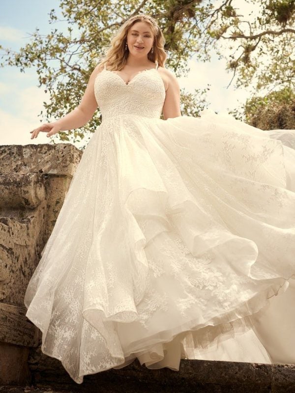 Modern Princess Wedding Dress With A Tiered Sequin Tulle Skirt by Maggie Sottero - Image 1