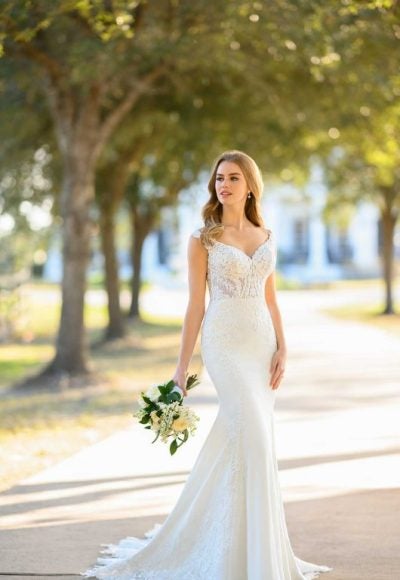 LACE AND CREPE WEDDING DRESS WITH STATEMENT BACK by Martina Liana